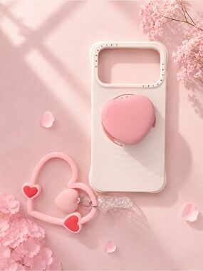 CASETiFY iPhone 17 Pro Max Pink Heart 4-Piece Phone Accessory Set | New